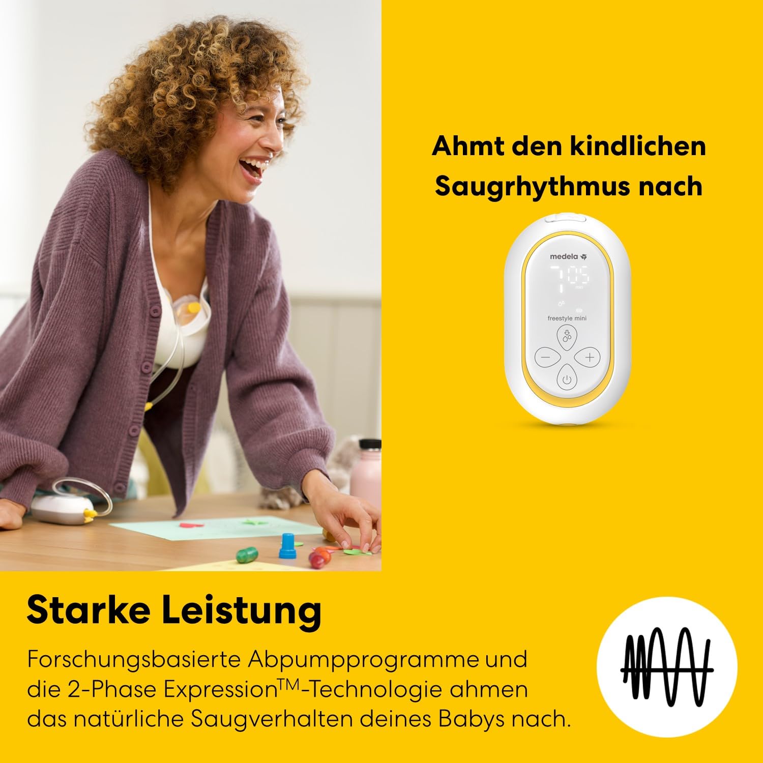 Medela Freestyle Mini tragbare elektrische Doppelmilchpumpe mit Hands-free Auffangschalen und Akku