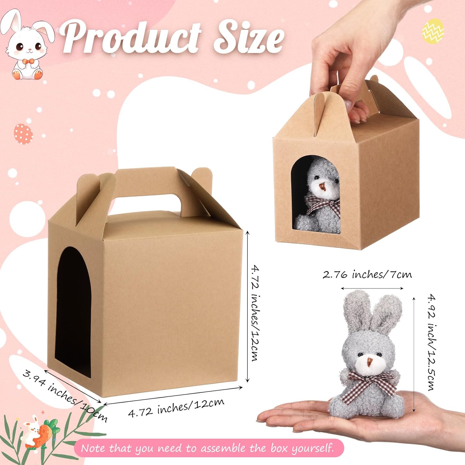 20 Set Adopt a Pet Party Favors Includes Easter Mini Stuffed Animals Kraft Paper Box for Adopt a Pet Theme Birthday Party (Rabbit,Warm Color)