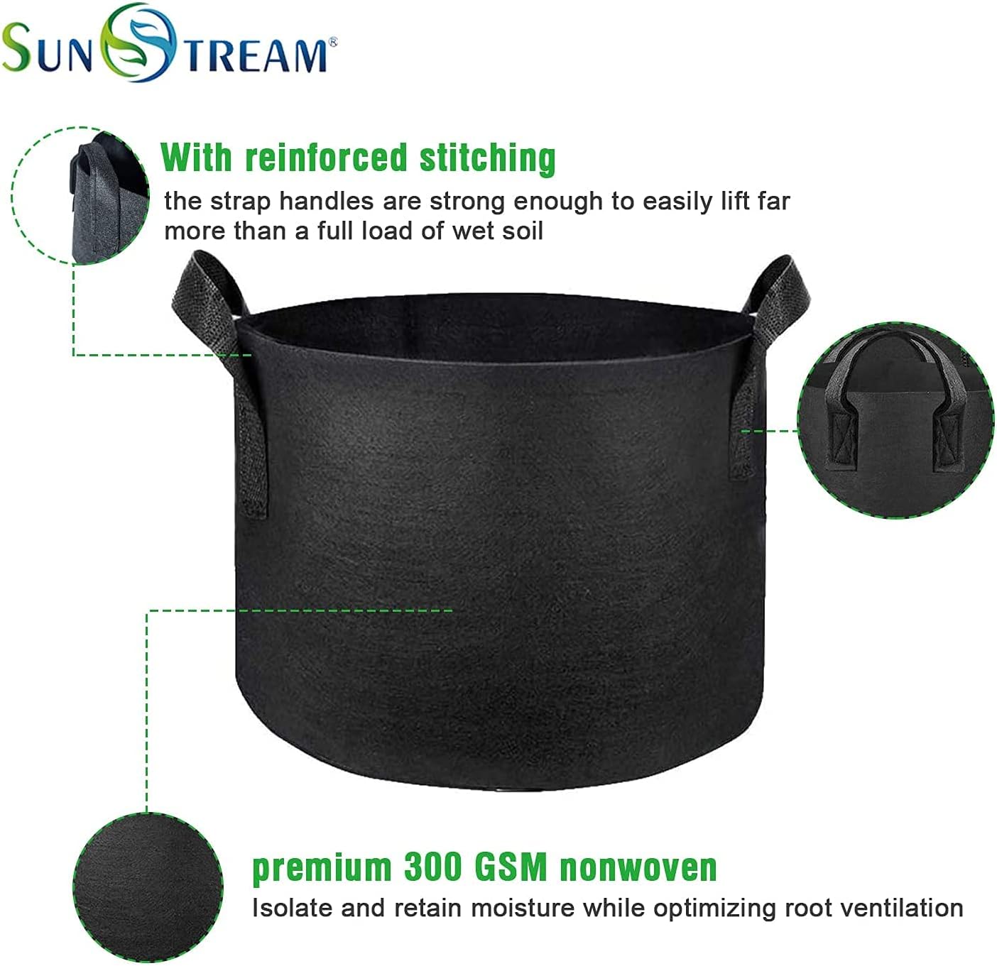 CSPARKV 6 Pack 3 Gallon Non-Woven Fabric Planting Bags Grow Bags for Potatoes, Tomatoes, Vegetables, Herbs 3 Gallon