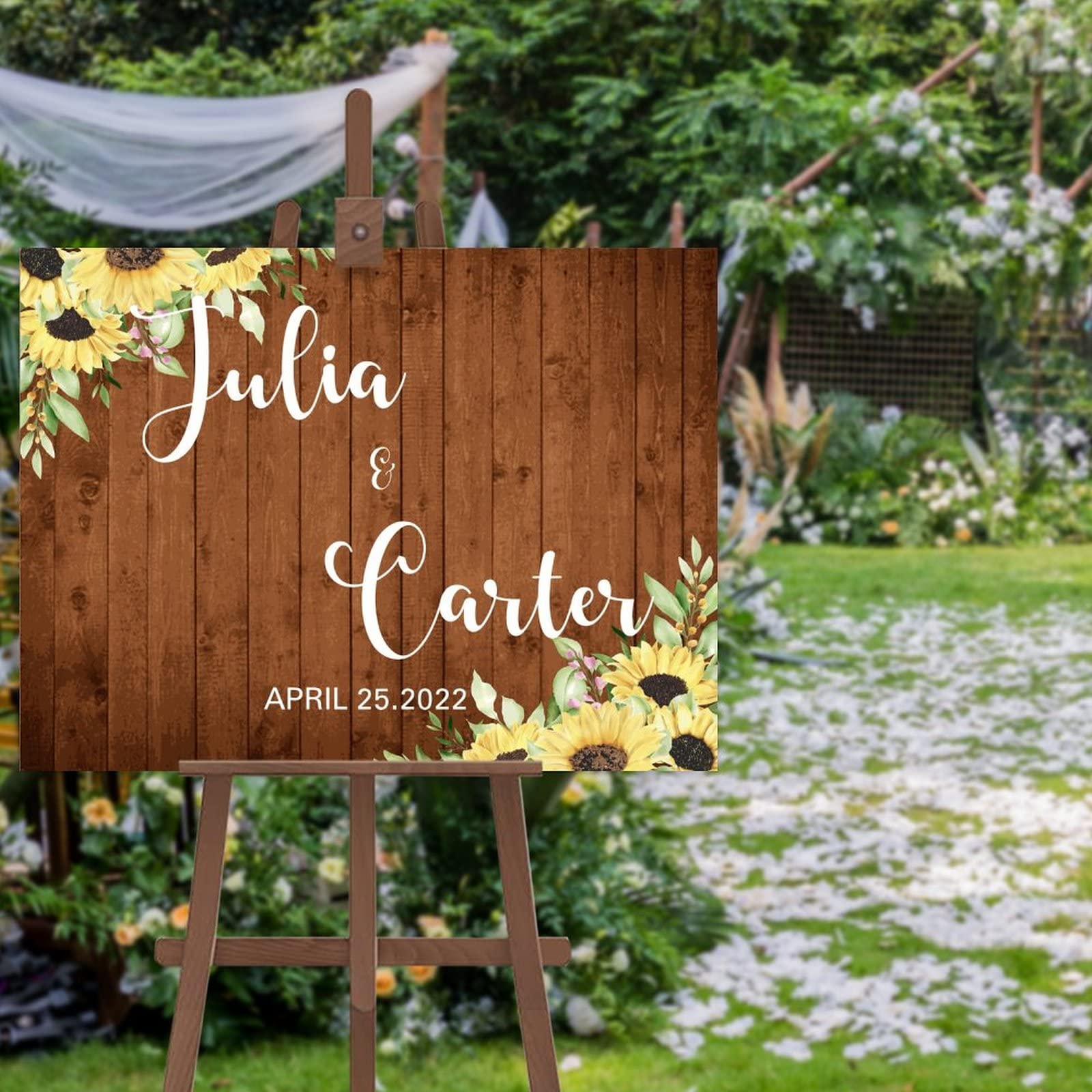 Panneau de bienvenue mariage personnalisé tournesol floral Welcome to The Wedding Board