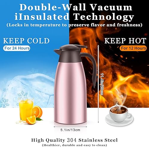 Miniatura 2 de Norme 2 jarras térmicas de café de acero inoxidable aisladas para líquidos calientes, dispensador térmico de crema con cepillos para mantener la