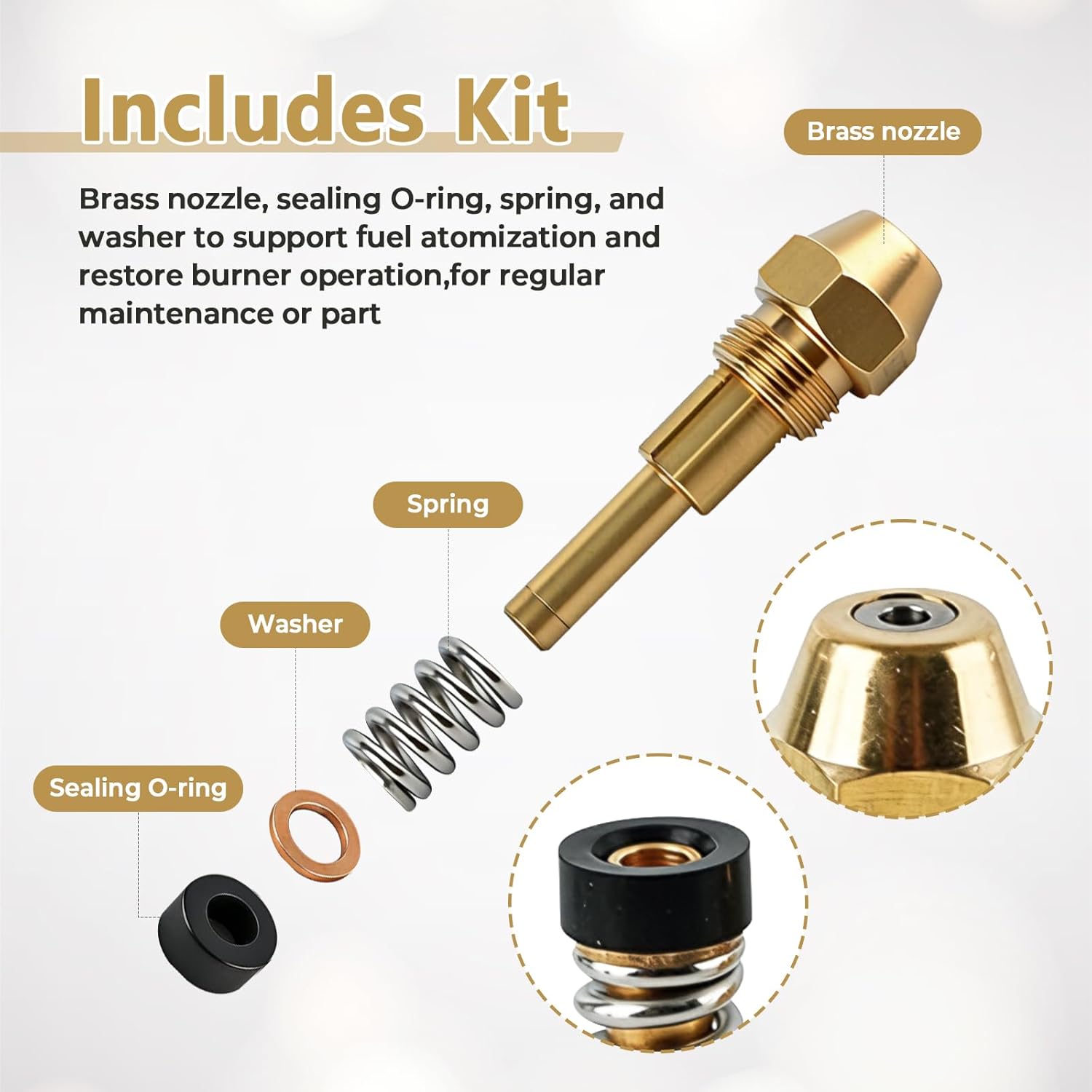 2-Pack Nozzle Kit 70-015-0500 – Replacement for Dy-na-Glo, Pro Te-mp, Day-ton, Hea-tHog KFA-215 / HH-215TKFA / PT-215-KFA Series 210–215K BTU Portable Heater