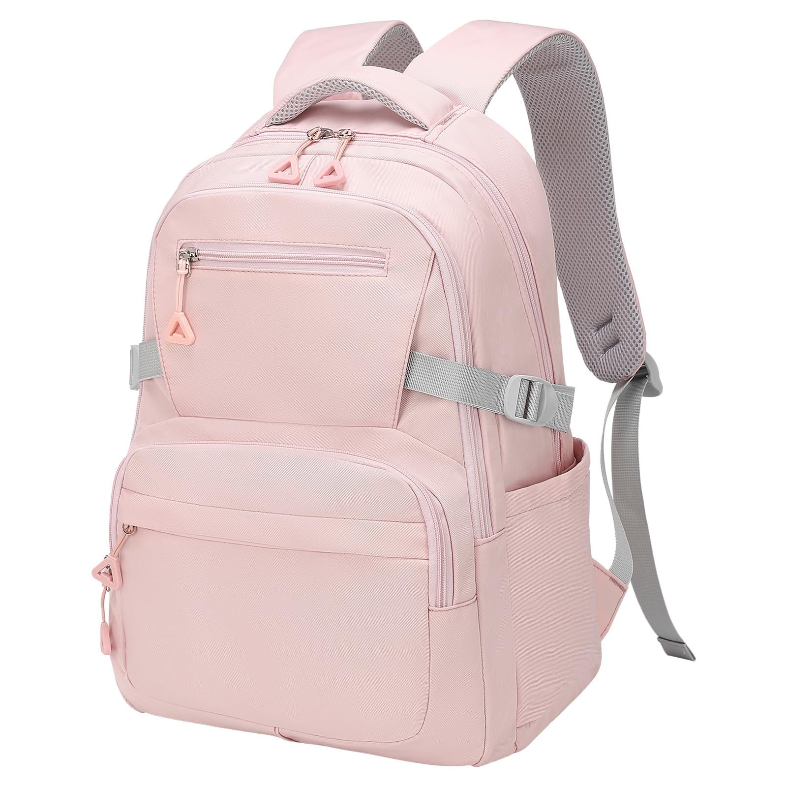 SUIKIHUM Girls Backpack, Lightweight Aesthetic Bookbag with Anti-Theft Pocket, Fit 15.6 Inch Laptop Backpack for College and Daily Use (Pink)