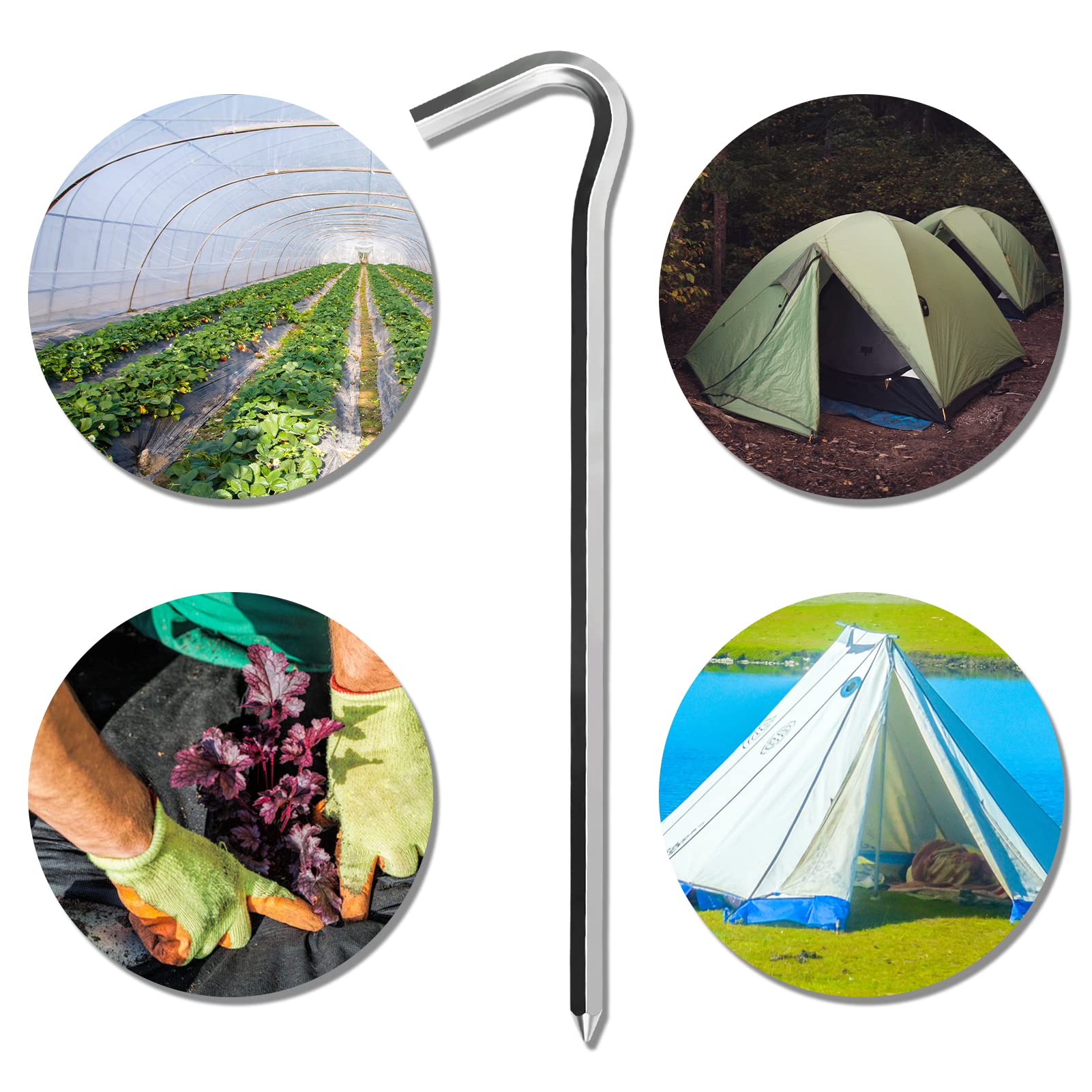 Piquets de Tente, piquets de Camping for Sol Dur for Tente, piquets de Tente – 10 Crochets de Tente Robustes en métal de 18 cm – piquets de Camping en Alliage d'aluminium for Sol Dur
