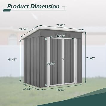 6x4 FT Outdoor Storage Shed with Lockable Double Doors, Aluminum Frame, Weatherproof with Frame Floor, Metal Tool Shed for Garden, Backyard, Patio, and Equipment Storage