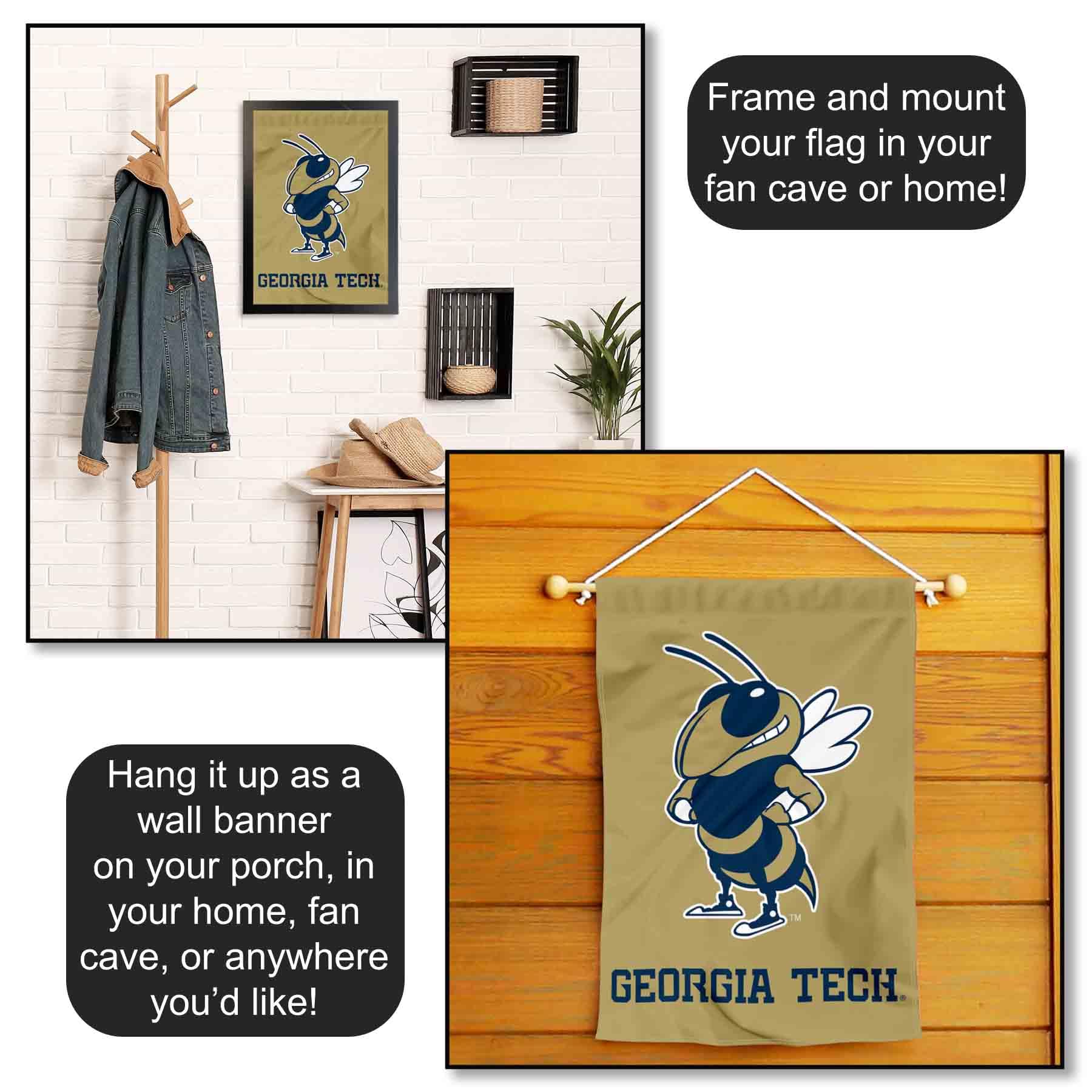 Georgia Tech Gartenflagge – Doppelseitig, 150D Polyester, 48x30 Cm | Offiziell Lizenziertes Fan-Artikel