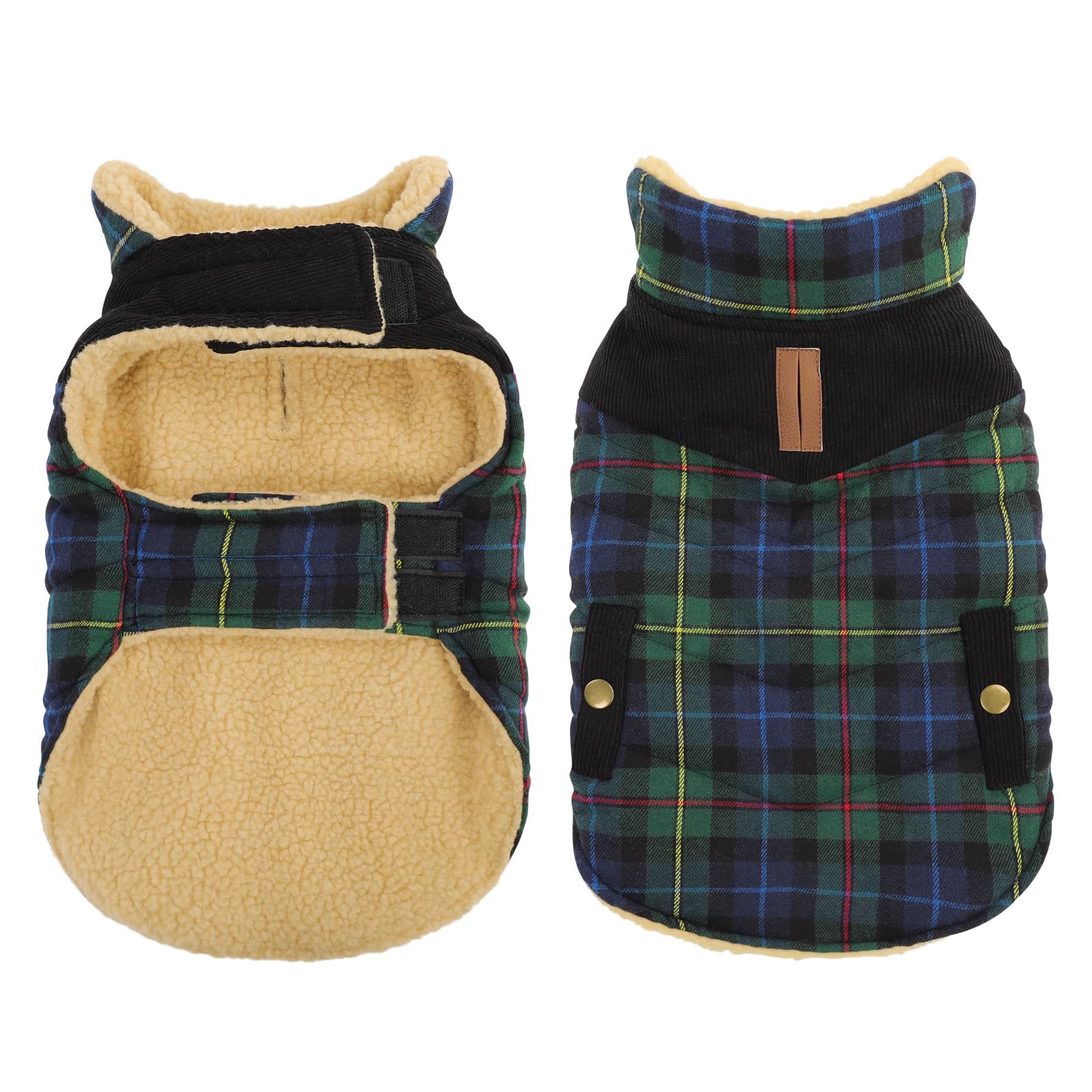 Plaid Dog Winter Coat Quilting Warm Cold Weather Puffer Jacket