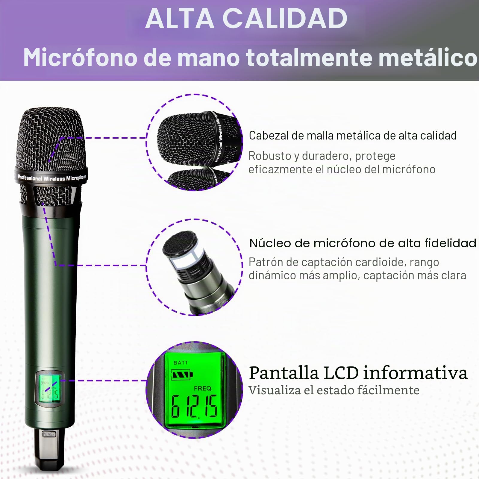 Depusheng DR666 Micrófono inalámbrico Profesional Karaoke 2 micrófono inalámbrico portátil Carcasa de Metal recepción de Larga Distancia 100 Metros dedicado para el Escenario de la Barra