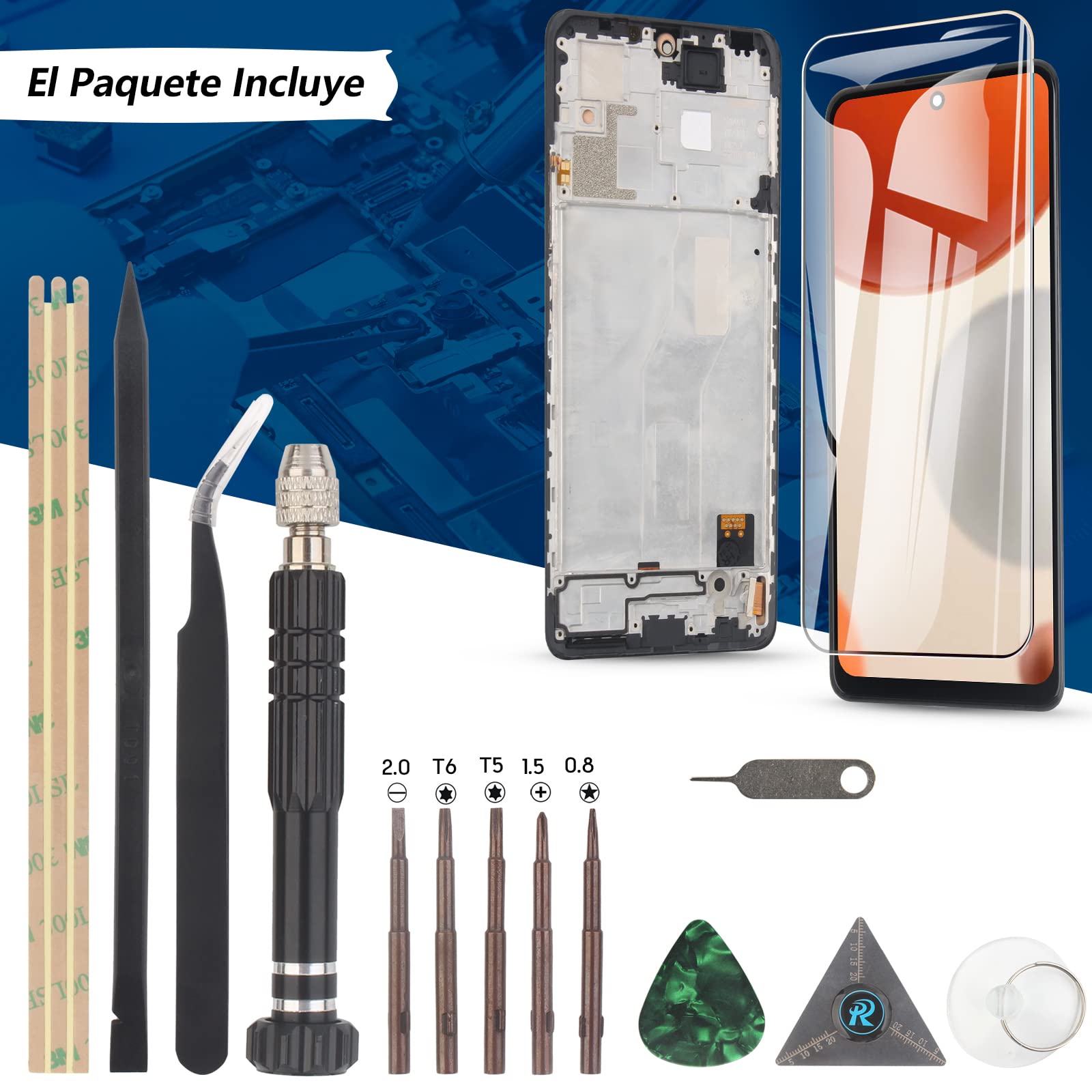 RongZy Pantalla para Xiaomi Redmi Note 10 Pro M2101K6G M2101K6R Pantalla Táctil LCD Kit de Pantalla de Repuesto Ensamblaje Digitalizador de Reemplazo con Herramientas(Negro con Marco)