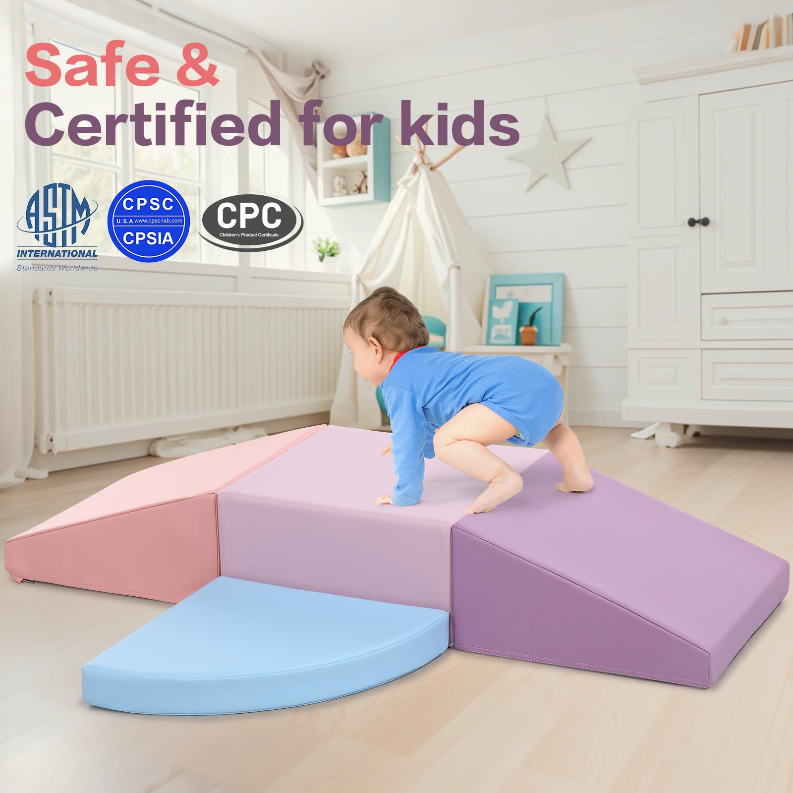 Bloques de espuma de escalada para niños pequeños: bloques de espuma de piel sintética para juegos activos para niños, juguetes de escalada para niños pequeños en interiores, parque infantil, gimnasio 2
