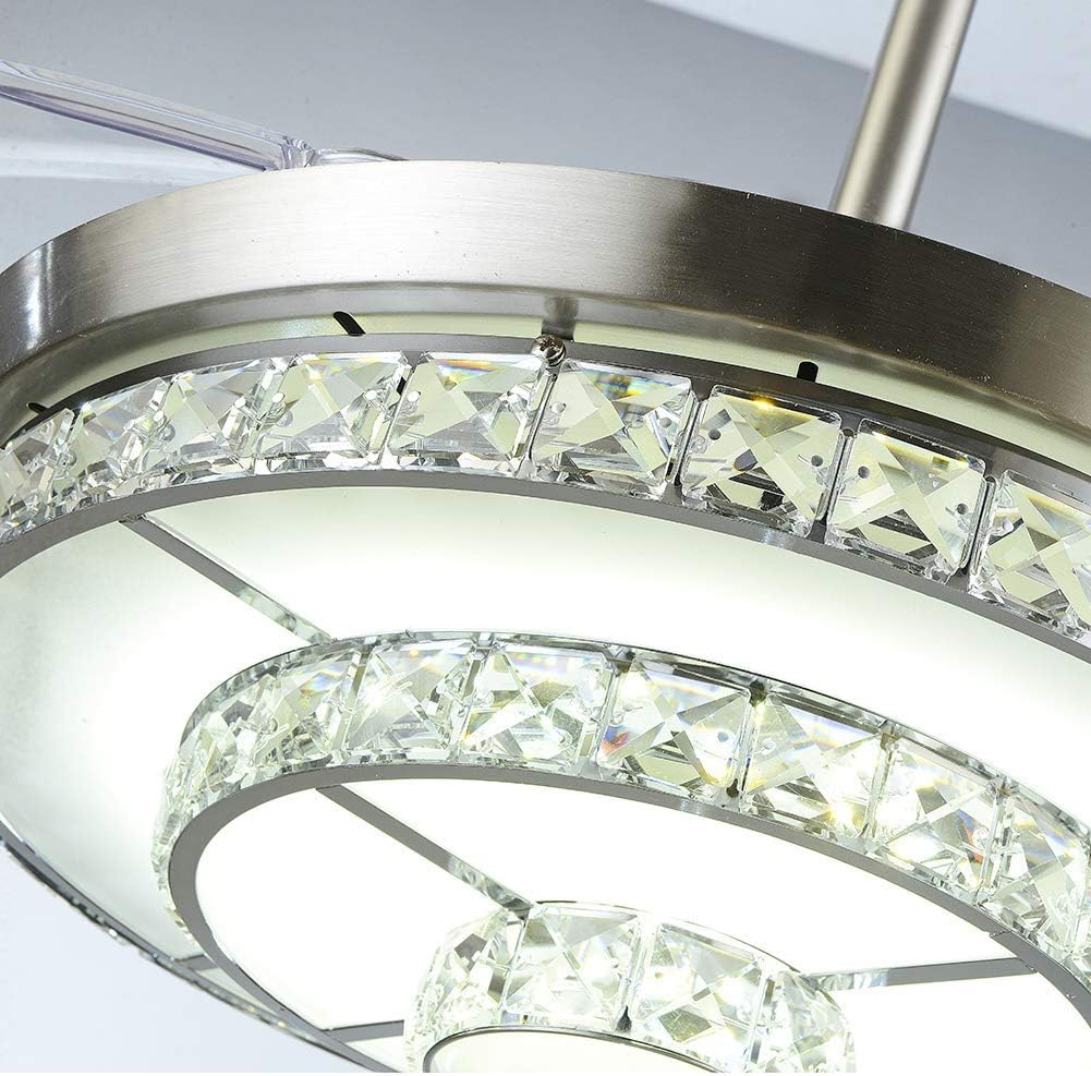 Weekly Top Sale Crystal Ceiling Fan with Light and Remote,Chandelier Fan with 4 Retractable Blades,3 Light Change LED Indoor Ceiling Fans for Bedroom Living room 36W 42 inch (Sliver) Buy 1 get 1 🔥 Crystal Ceiling Fan with Light and Remote,Chandelier Fan with 4 Retractable Blades,3 Light Change LED Indoor Ceiling Fans for Bedroom Living room 36W 42 inch (Sliver)