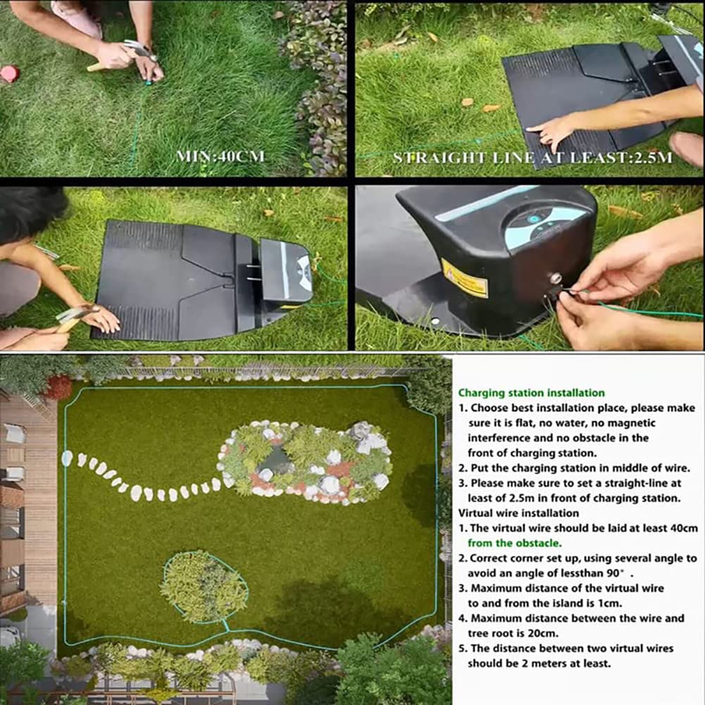 Robot cortacésped eléctrico, control remoto inteligente para césped de hasta 800 m², refugio automático para lluvia, aplicación inteligente, ancho de corte 18 cm