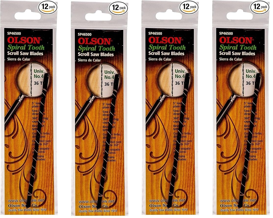 4PK Olson Saw SP46500 Spiral Scroll Saw Blade, Silver (4 Packs)