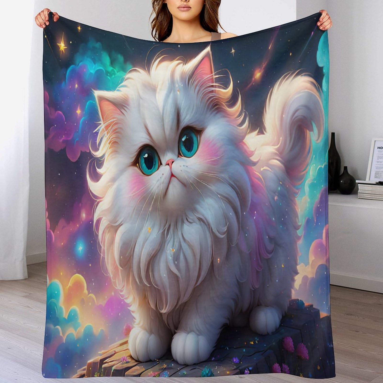 Manta de franela de gato de 150x200 cm un detalle tierno y útil para los amantes de las mascotas