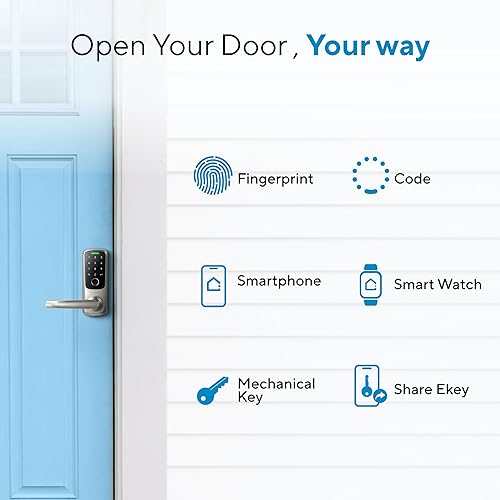 Miniatura 3 de ULTRALOQ Latch 5 - Cerradura inteligente, WiFi 6 integrada, cerradura de manija de puerta de entrada biométrica sin llave con aplicación, teclado