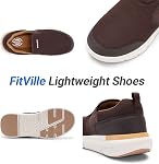 FitVille Hommes Chaussures de marche large glissade sur les chaussures pour hommes Extra large Casual Mocassins d'affaires avec le soutien Arch léger Orthopédique non sneakers