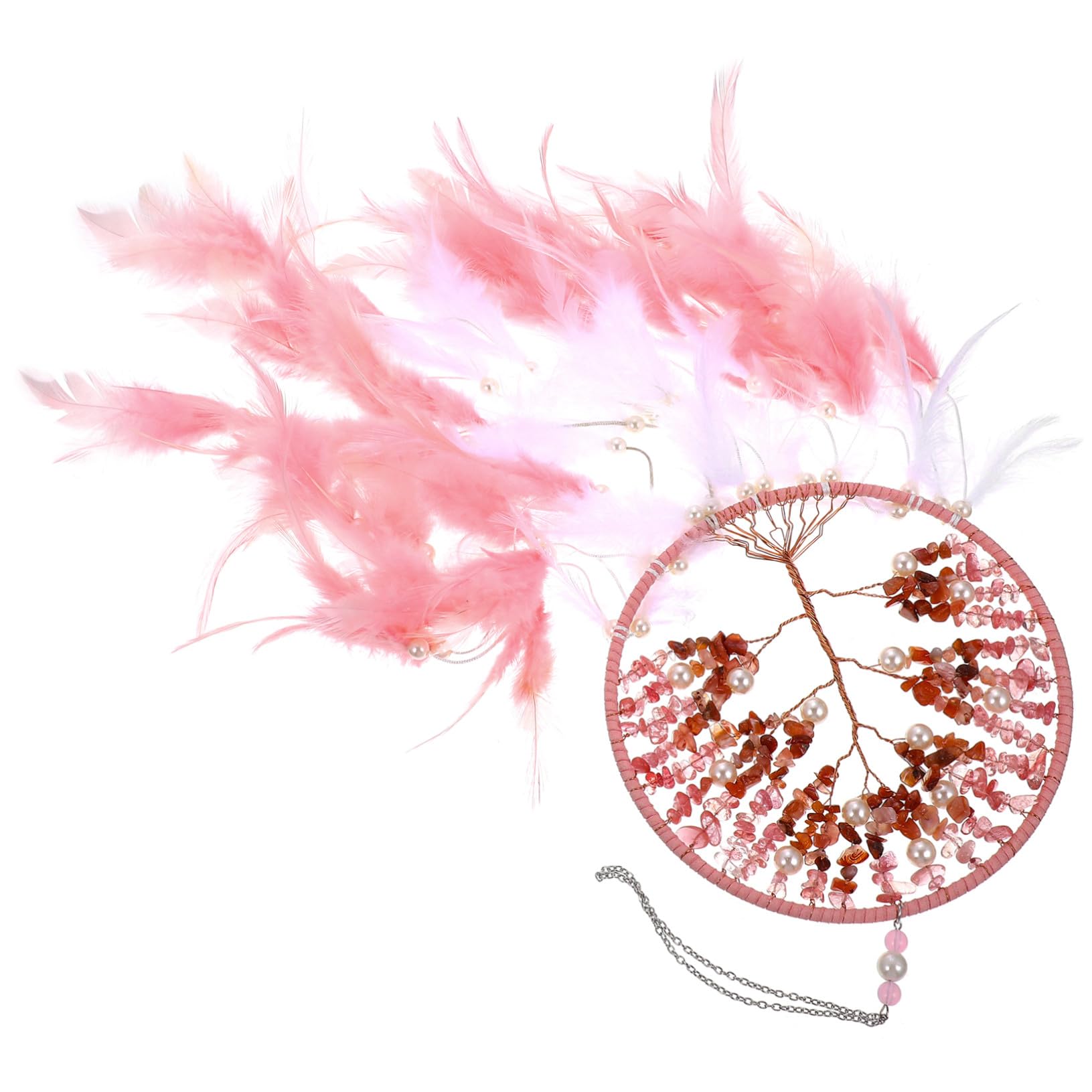 Attrape-rêves rose fait main en plumes pour de douces nuits apaisées