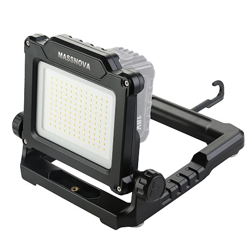MASSNOVA 4000LM 25W LED Cordless Work Light Fits Multi Brands Batteries | Fits DEWALT 20V/Makita 18V/ Milwaukee M18 Power Battery, Magnetic Base, Portable Flood light (Battery Not Included)