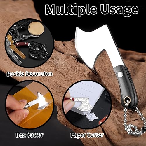 Miniatura 3 de HAOXU Juego de 7 cuchillos pequeños en forma de hacha cuchillo de bolsillo de Damasco para abridor de paquetes cortador de caja campamento al aire