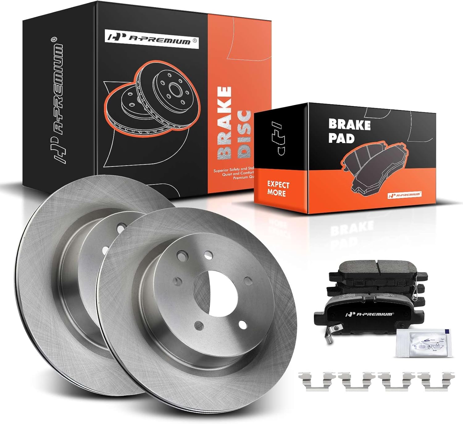 A-Premium 12.13 inch (308mm) Rear Vented Disc Brake Rotors + Ceramic Pads Kit Compatible with Infiniti and Nissan Models - M35/M45 2006-2010, Q40, Maxima, EX35, EX37, G25, G35, G37, QX50, 350Z, 370Z