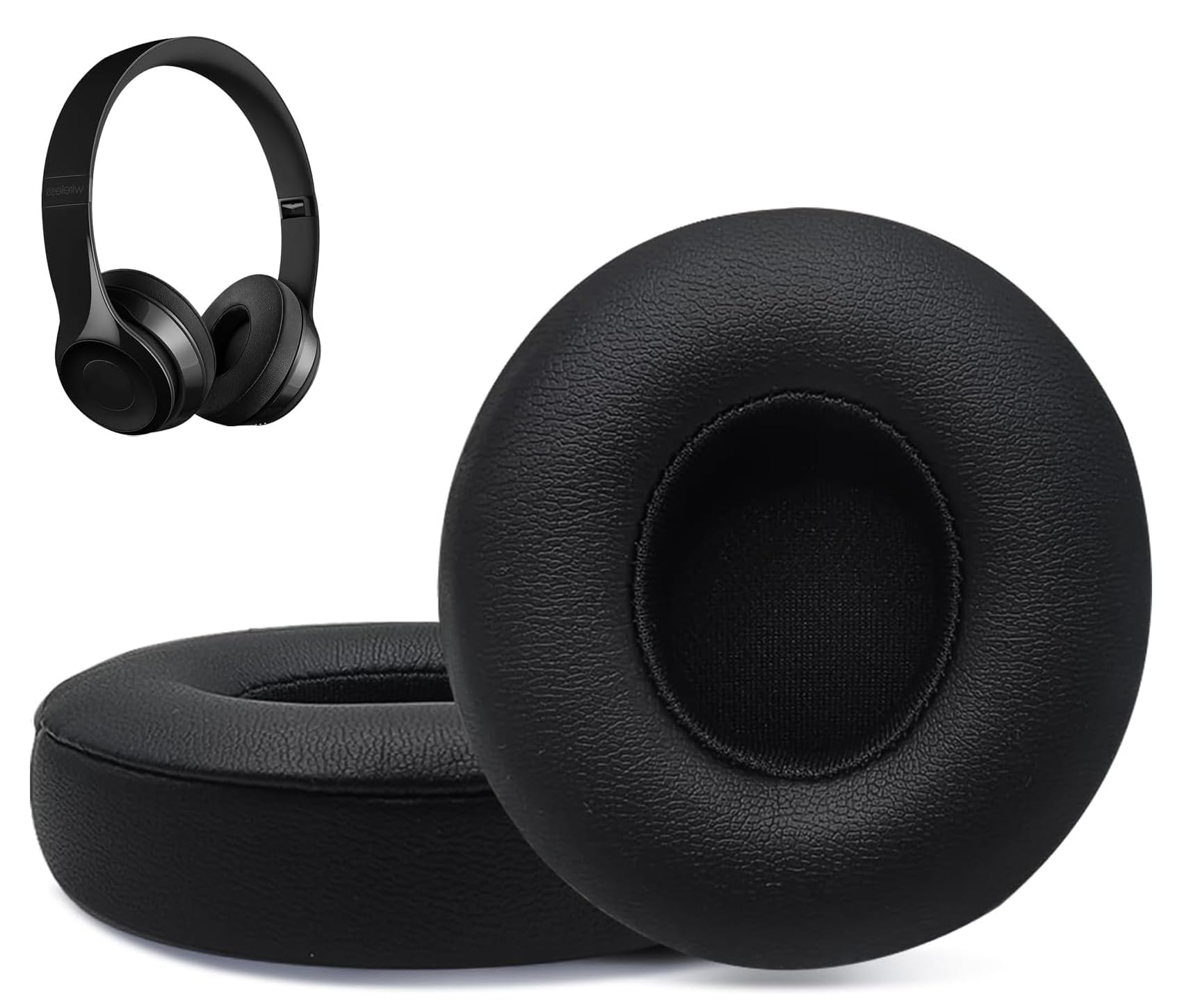 Replacement Ear Pads for Beats Solo 2 Wireless On-Ear Headphone/Soft Protein Leather/Noise Isolation Memory Foam/Strong Adhesive Tape/Cloud Like Comfort/Extra Durable