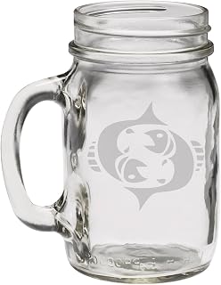 Pisces Zodiac Symbol Silhouette 12th Sign Fish - 12 oz Mason Jar Mug
