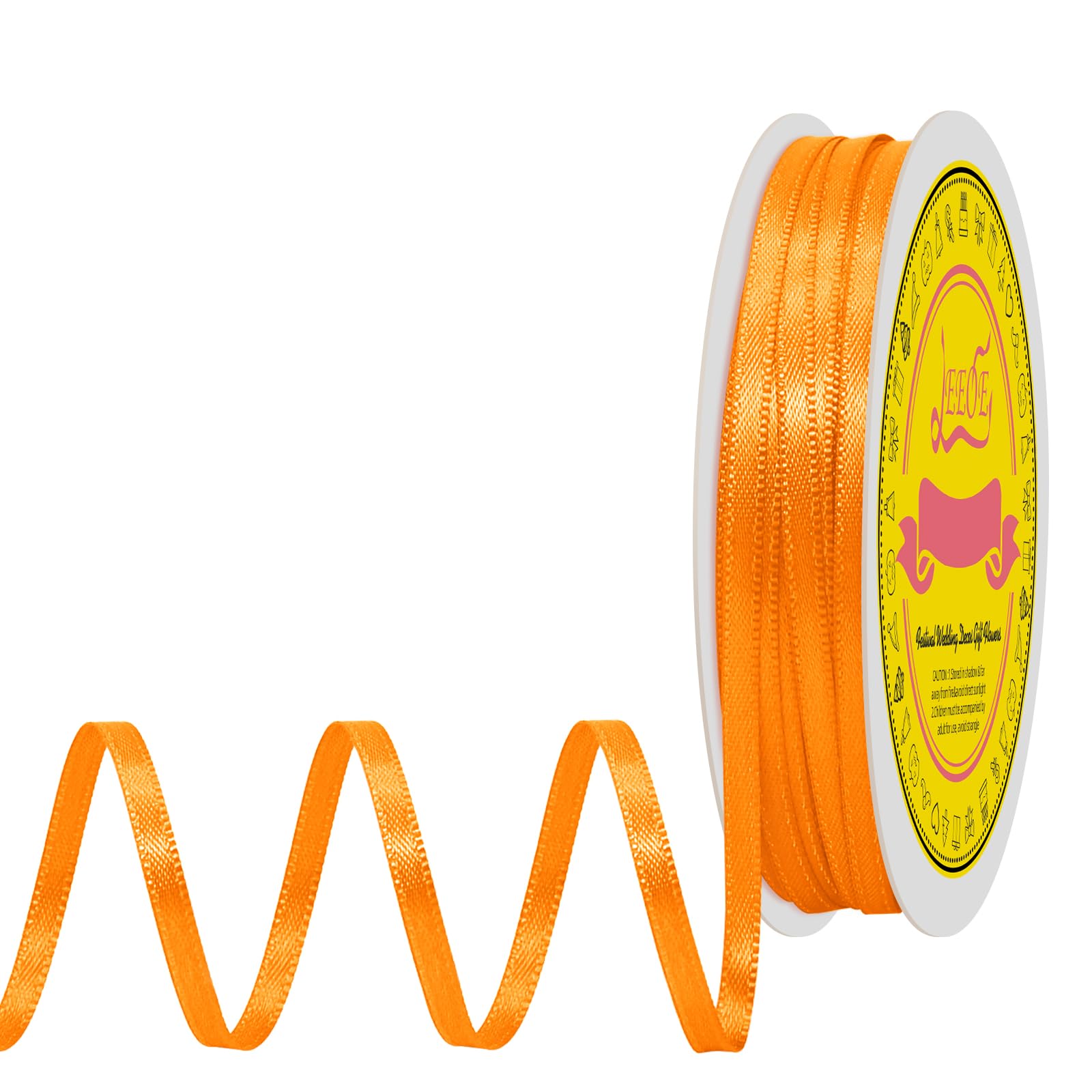 Double Face Autumn Orange Satin Ribbon 1/8 inch X 50 Yards Polyester Autumn Orange Ribbon for Gift Wrapping Very Suitable for Weddings Party Hair Bow Invitation Decorations and More