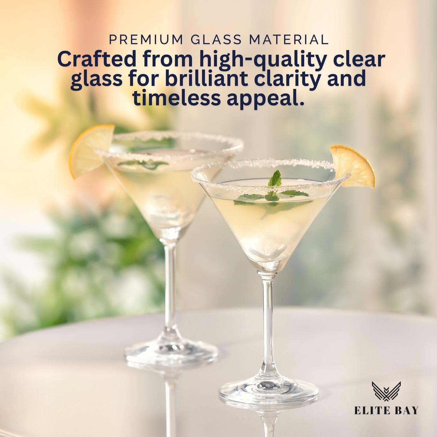 ELITE-BAY Martini Glasses Set of 6 – 175ml Classic Cocktail Glasses Premium Glass Barware for Martini,Cosmopolitan & Margaritas | Elegant Stemware | Dishwasher Safe | For Parties, Home Bars & Gifting.
