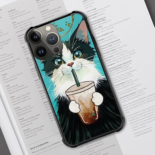 Miniatura 7 de Goodsprout Funda compatible con iPhone 13 Pro, diseño de café para beber con gatos, diseño de patrón increíble, a prueba de golpes, antiarañazos,