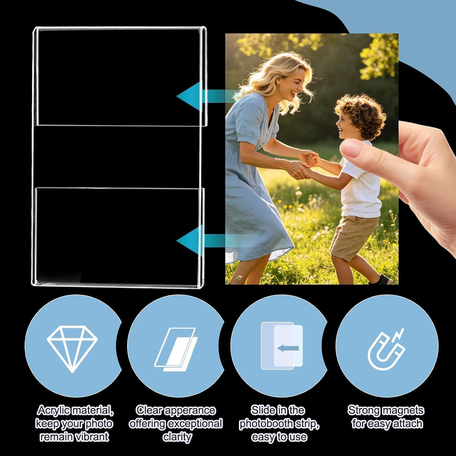 4 x 6 Magnetic Picture Frames for Refrigerator 8 Pack Clear Magnetic Acrylic Frames Magnetic Photo Holders for Fridge,Whiteboard, Office, Locker, Photo Board