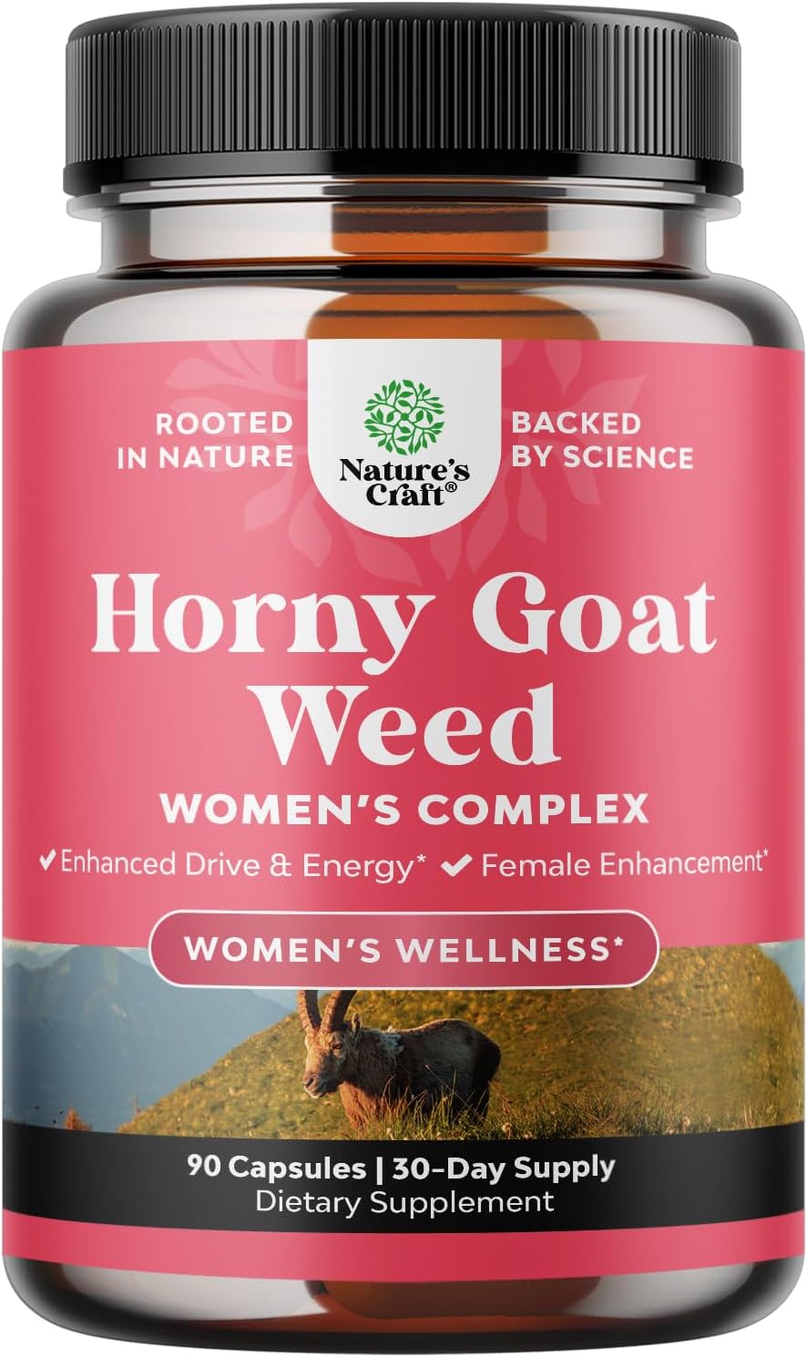 Horny Goat Weed for Women - Herbal Supplements Hornygoatweed Women Complex for Hormone Balance Mood Support & Overall Female Wellness - Maca Root & Tribulus Terrestris Female Supplement - 90 Count