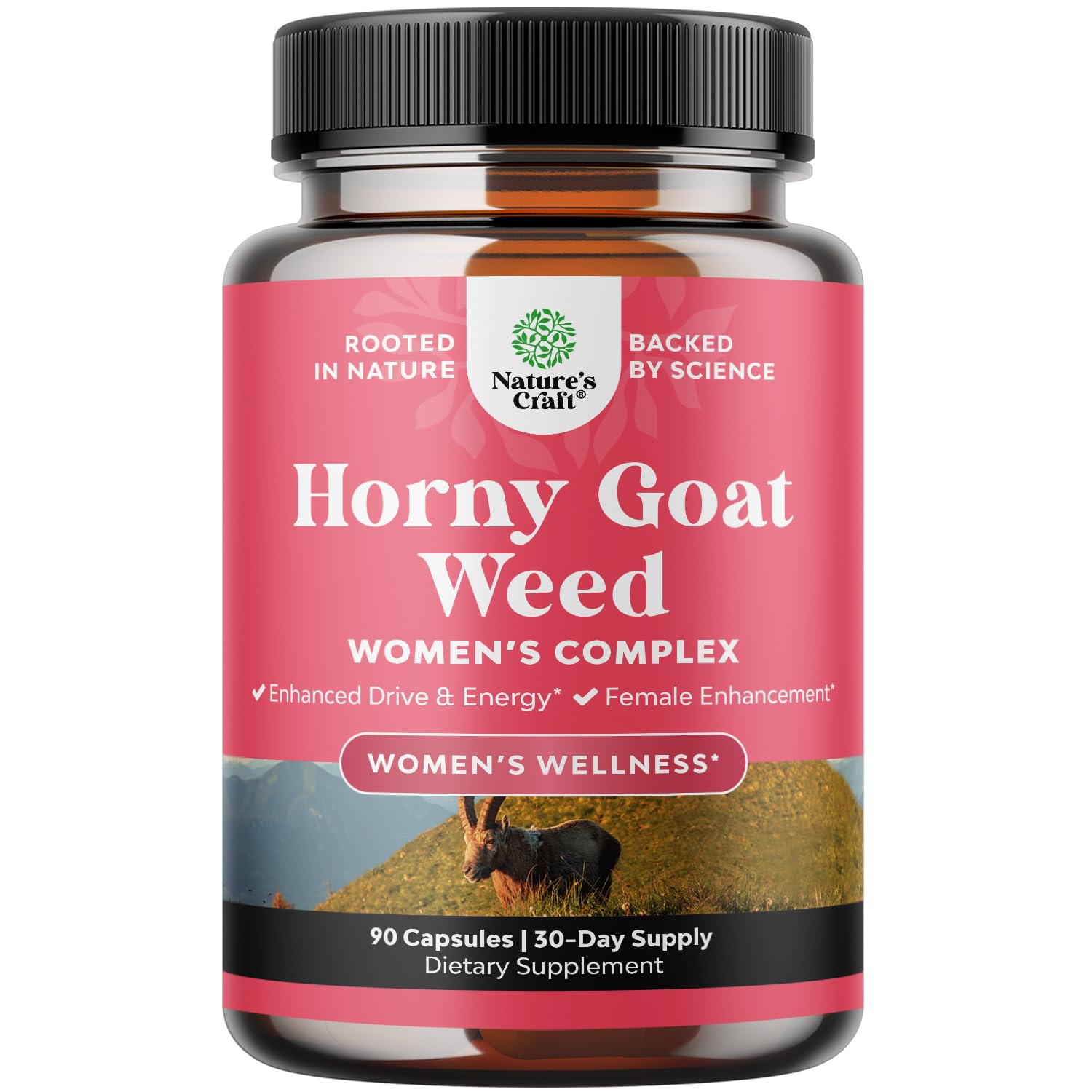 Horny Goat Weed for Women - Herbal Supplements Hornygoatweed Women Complex for Hormone Balance Mood Support & Overall Female Wellness - Maca Root & Tribulus Terrestris Female Supplement - 90 Count