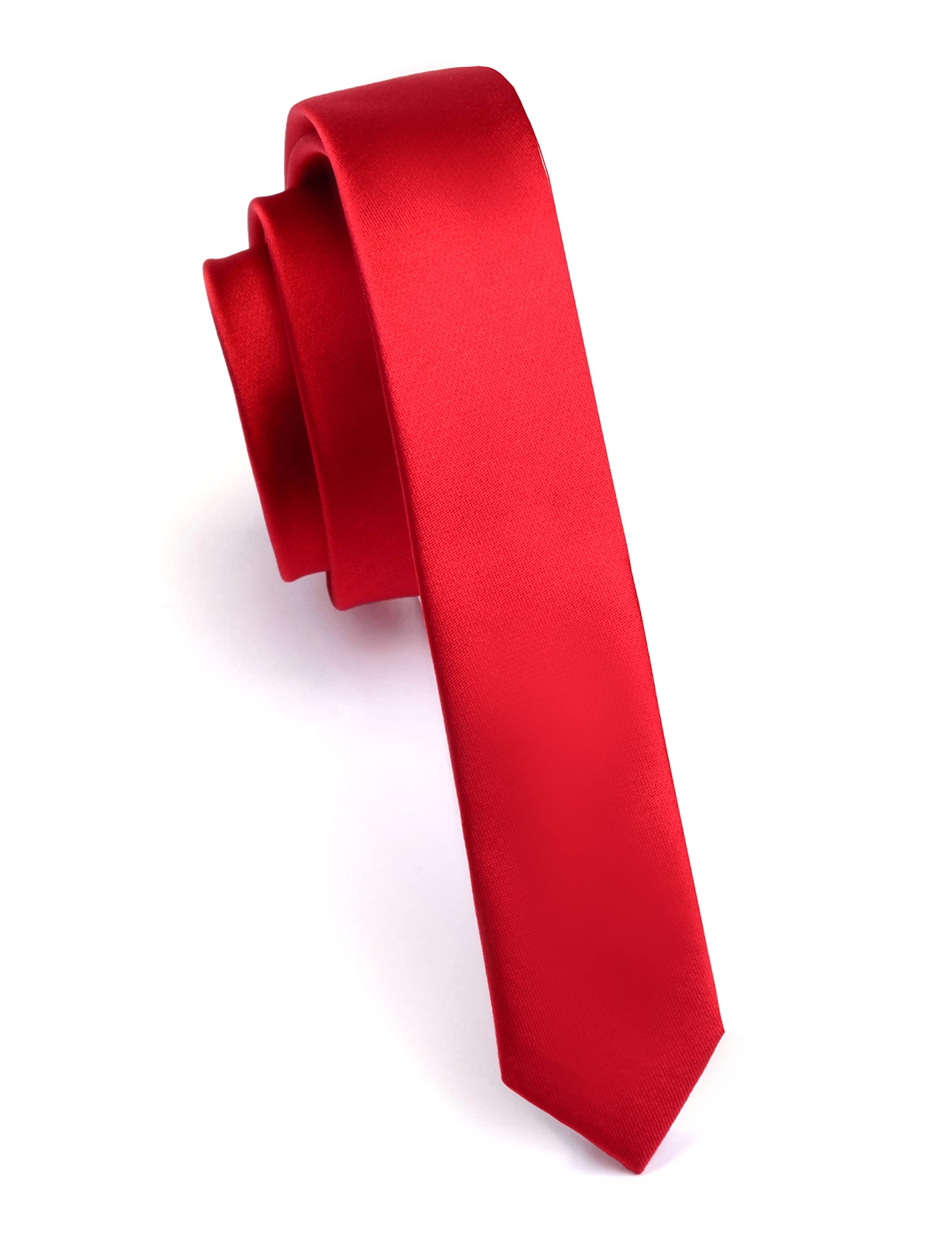 Gusleson Solid Red Tie Wedding Skinny Ties For Men Silk Slim Necktie (UK0803-01)