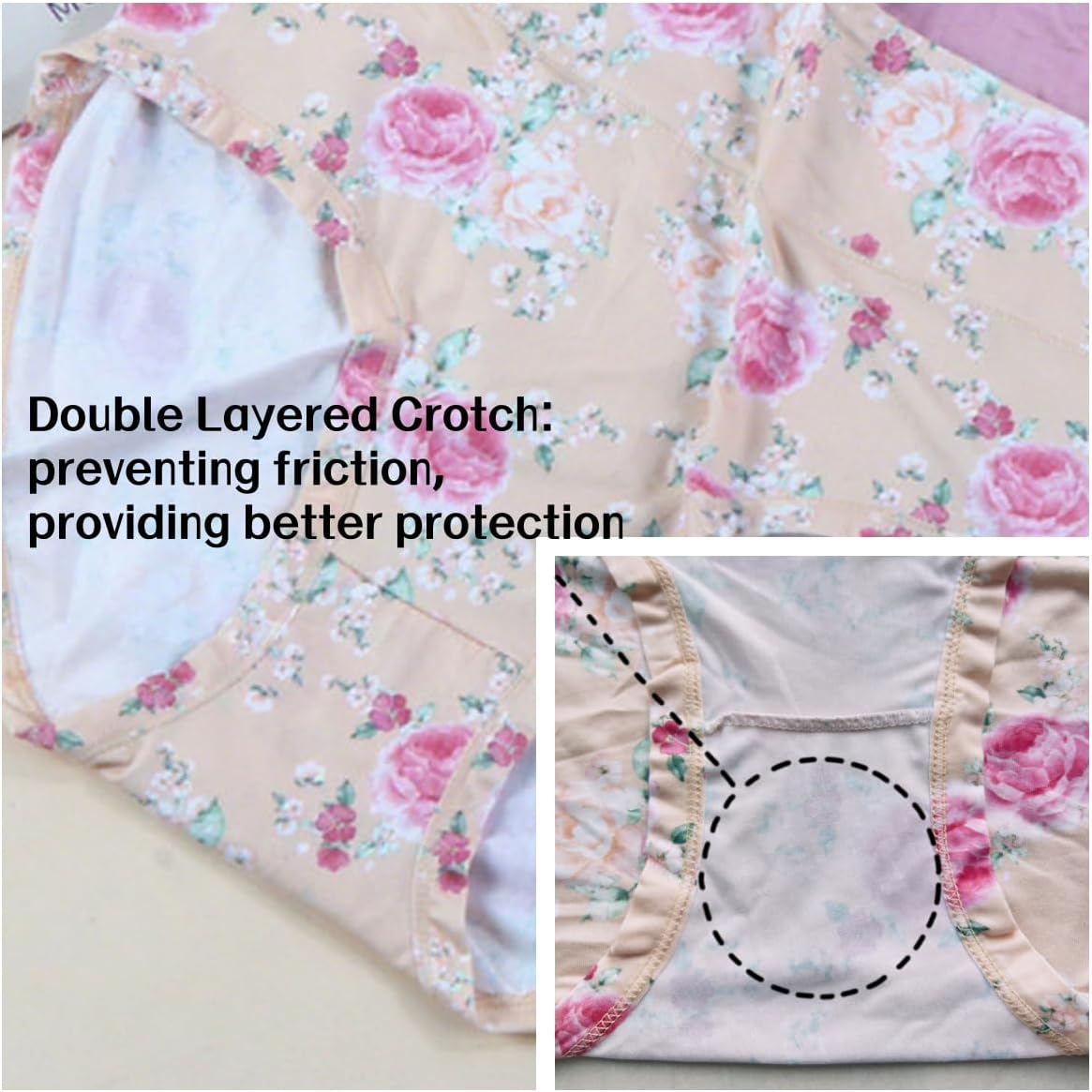 Womens Underwear Plus Size XL-5XL Mid Waist High Panties Ladies Briefs Floral Print Panty 5 Pack Undies - Image 6