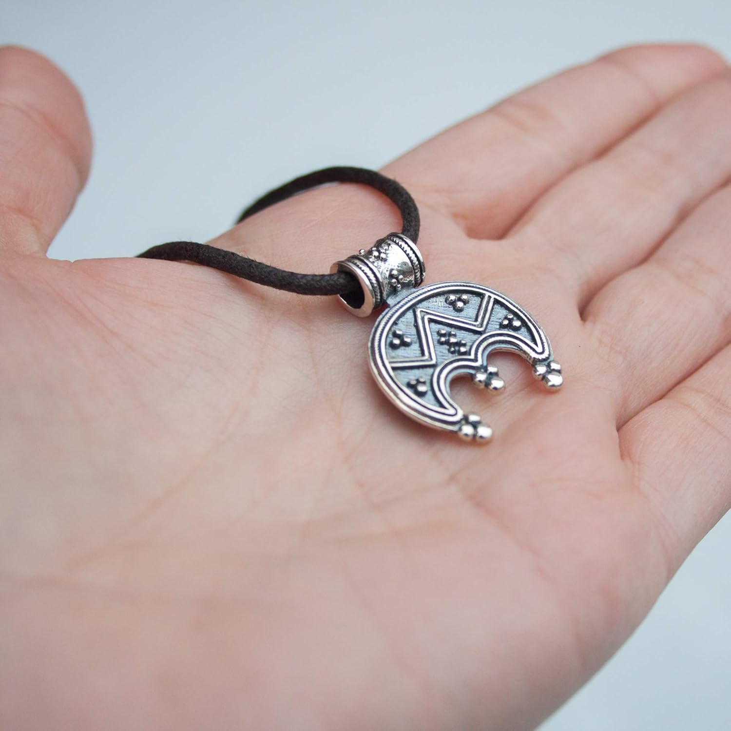 Celtic Crescent Moon Necklace Sterling Silver - Wiccan Luna Pendant - Female Symbol of Femininity & Fertility - Lunula Pagan Slavic Protective Amulet for Women - Mother's Day Gifts - Handmade