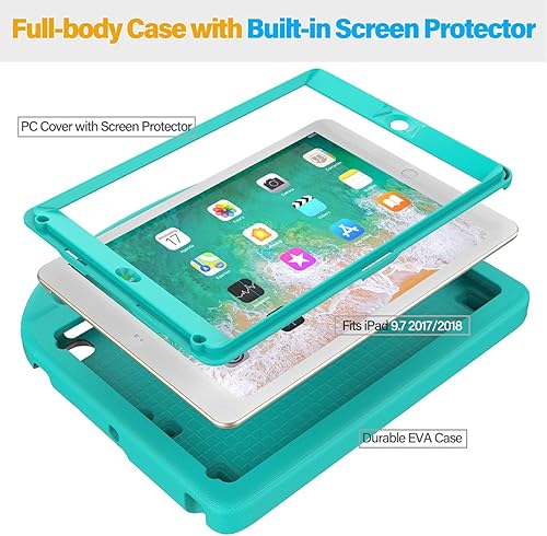 Miniatura 5 de SUPLIK Funda infantil para iPad de 56 generación (9.7 pulgadas, 20172018), iPad Air 21 y Pro 9.7 con protector de pantalla, funda protectora