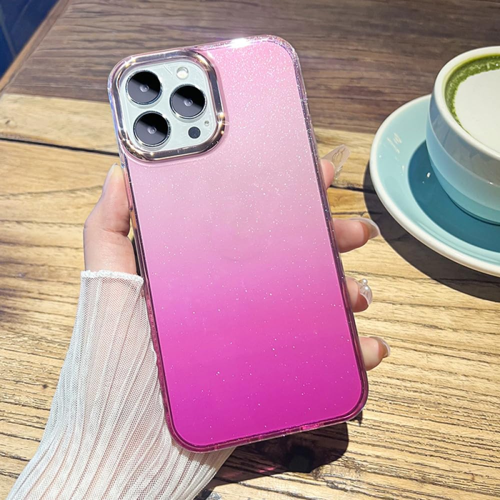 Coque iPhone 14 Pro violet dégradé silicone transparent paillettes - 7