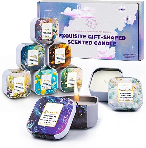 Paquete de 8 velas orgánicas de aromaterapia de alta calidad, frascos de cera de soja vertidos a mano, fragancia natural para decoración del hogar,