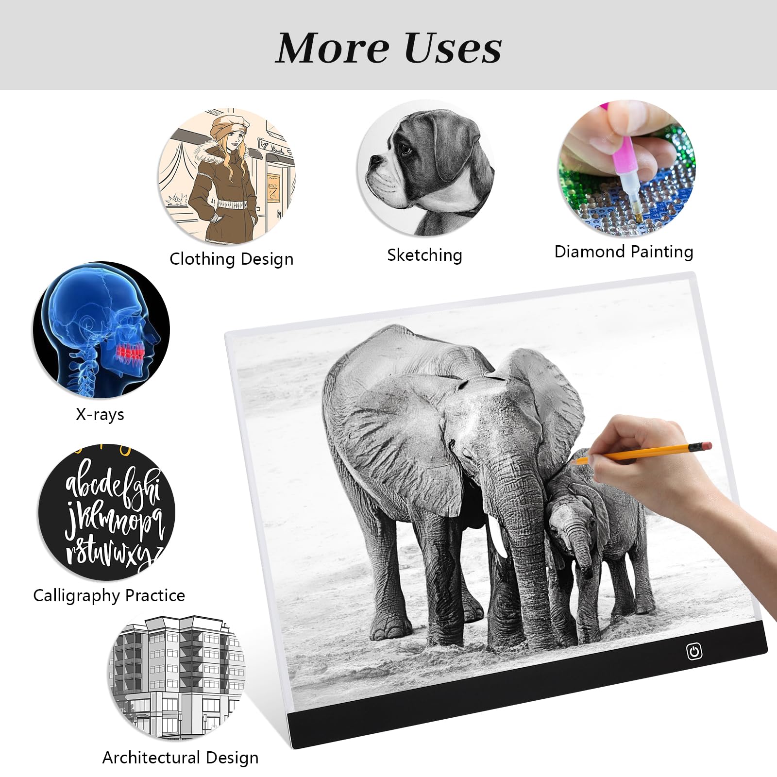 Lanvixo Tablette Lumineuse A3, LED Table Lumineuse Dessin pour Diamond Painting Tableau Lumineux Ultra Mince 4MM Luminosité Réglable, Planche à Dessin avec Câble USB per Esquisse Animazione Conception