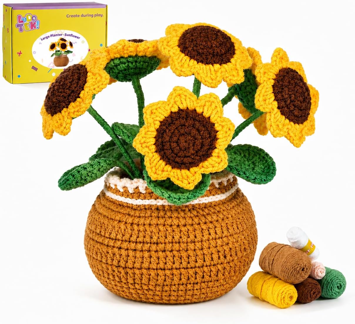 LUDOTEK Crochet Kit for Beginners, Sunflower Crochet Kit Beginner Crochet Starter Kit for Complete Beginners Adults, Crocheting Knitting Kit with Step-by-Step Video Tutorials (Sunflower)
