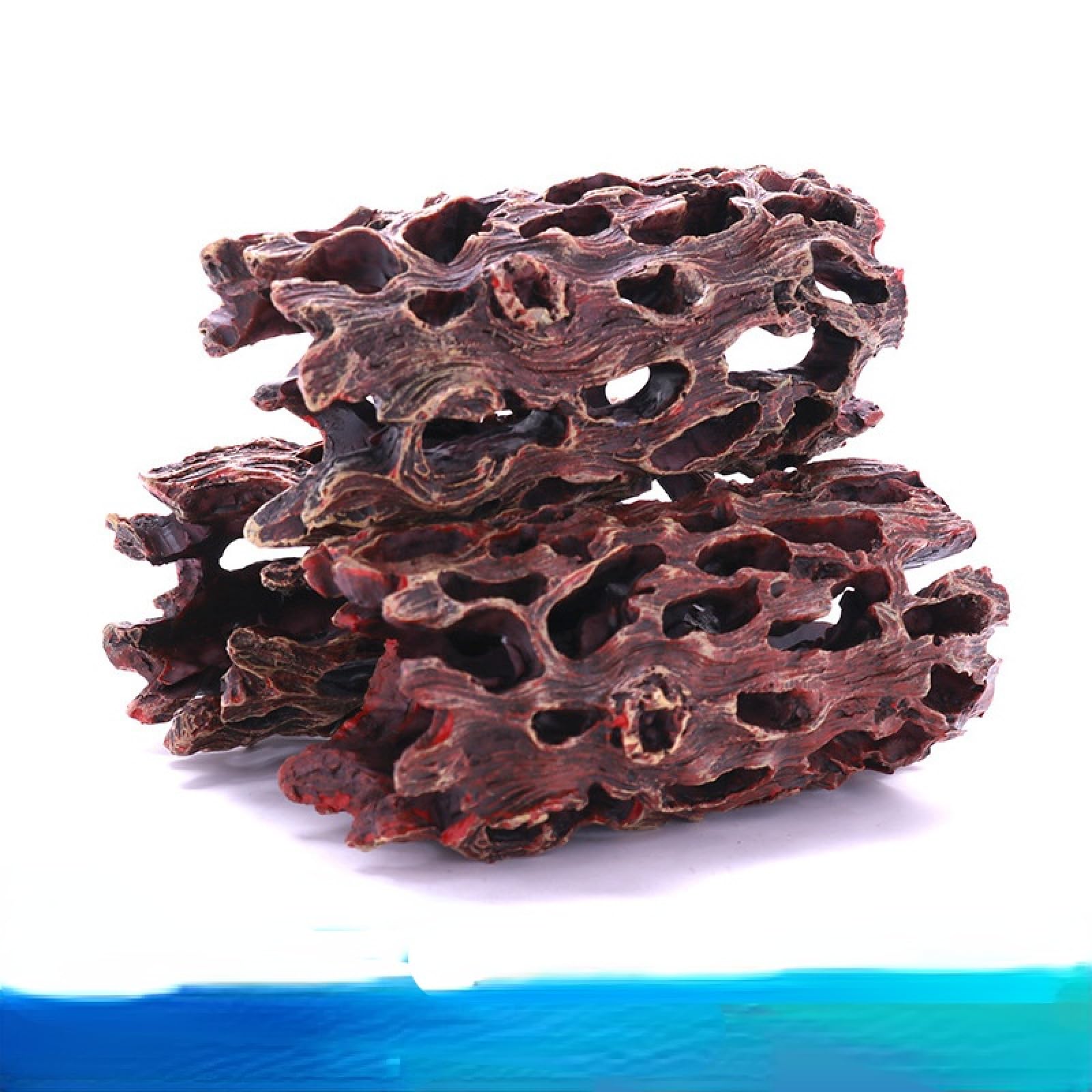 2 pezzi di resina Cholla Wood Fish Tank Landscaping rifugio for gamberetti nido vasca schivare casa foro deposizione delle uova 02
