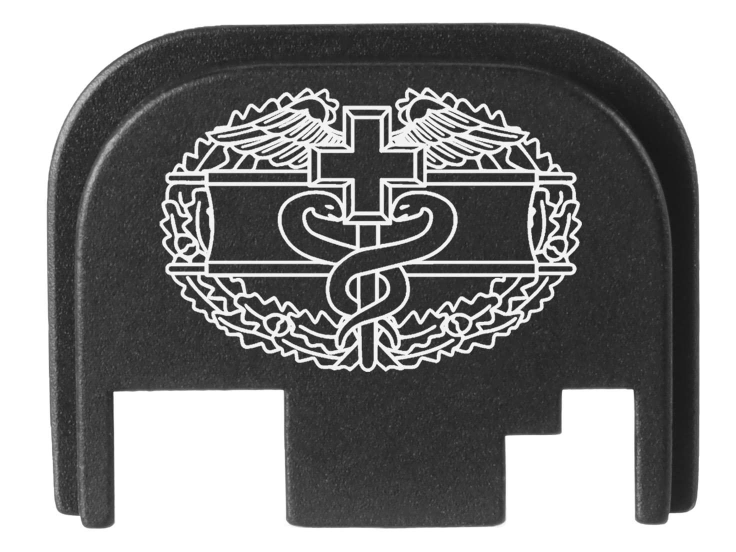 NDZ Performance Rear Slide Cover Back Plate for Glock Gen 1-4 Laser Engraved Hardcoat Anodized Aluminum in Black - Combat Medical Badge Outline