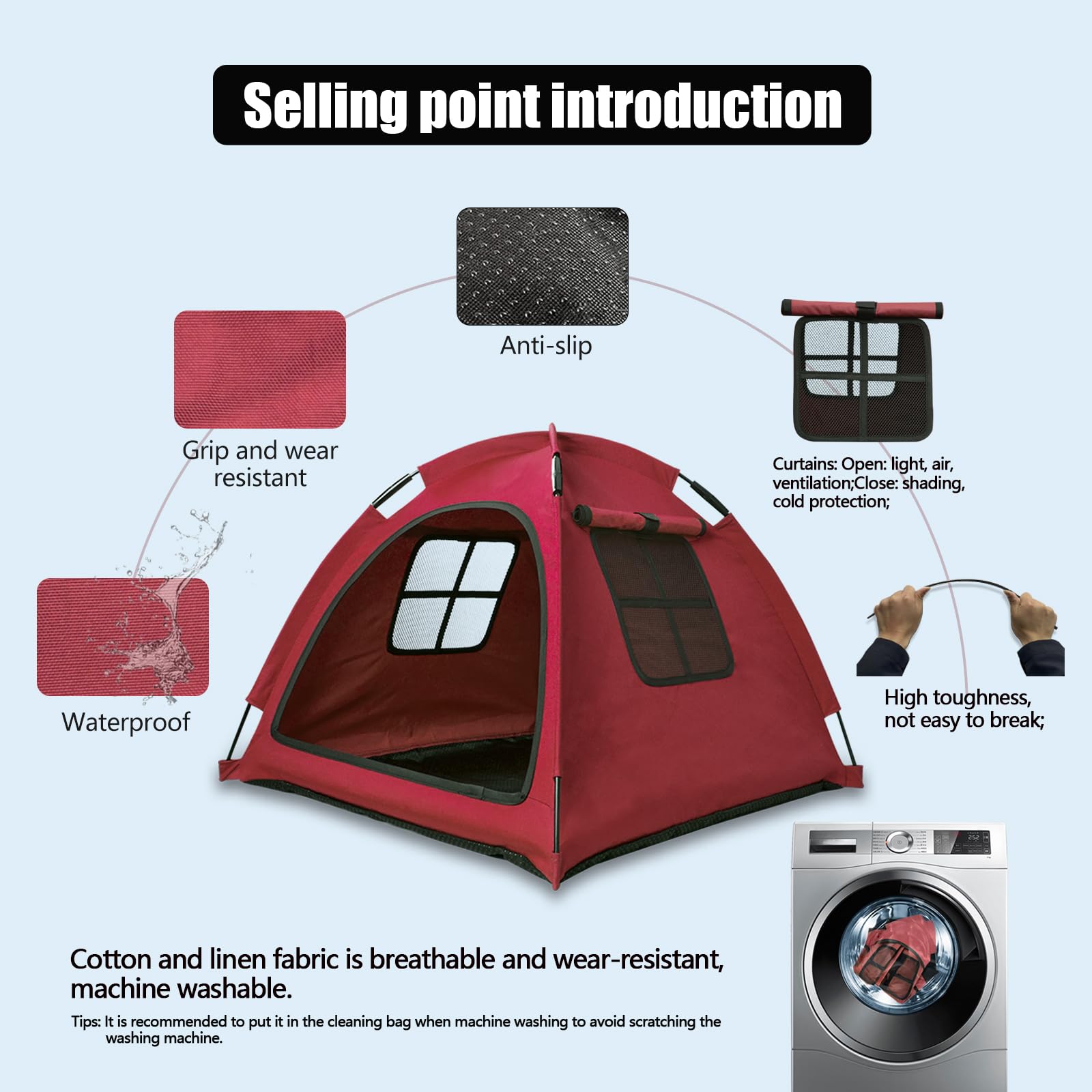 Nockovi Portable Pet Tent House for Indoor & Outdoor Use, Easy Access Cat Nest Without Door Flap - Image 4