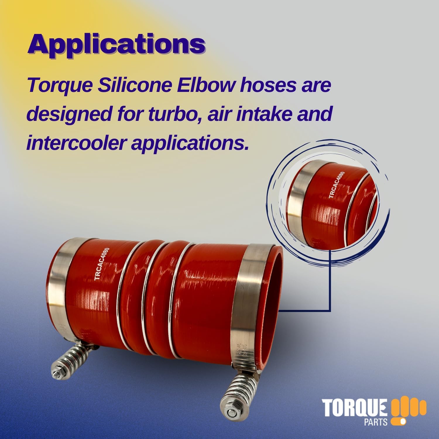 TORQUE Silicone CAC Charge Air Cooler Hump Hose Boot Set 4" x 8" with 2 PCS T-Bolt Clamps Set, Air Intake and Intercooler Hose Kit