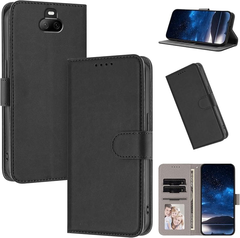 Compatible with Sony Xperia 8,Compatible with Sony Xperia 20 Flip Kickstand Magnetic Closure Wallet Phone Case Black