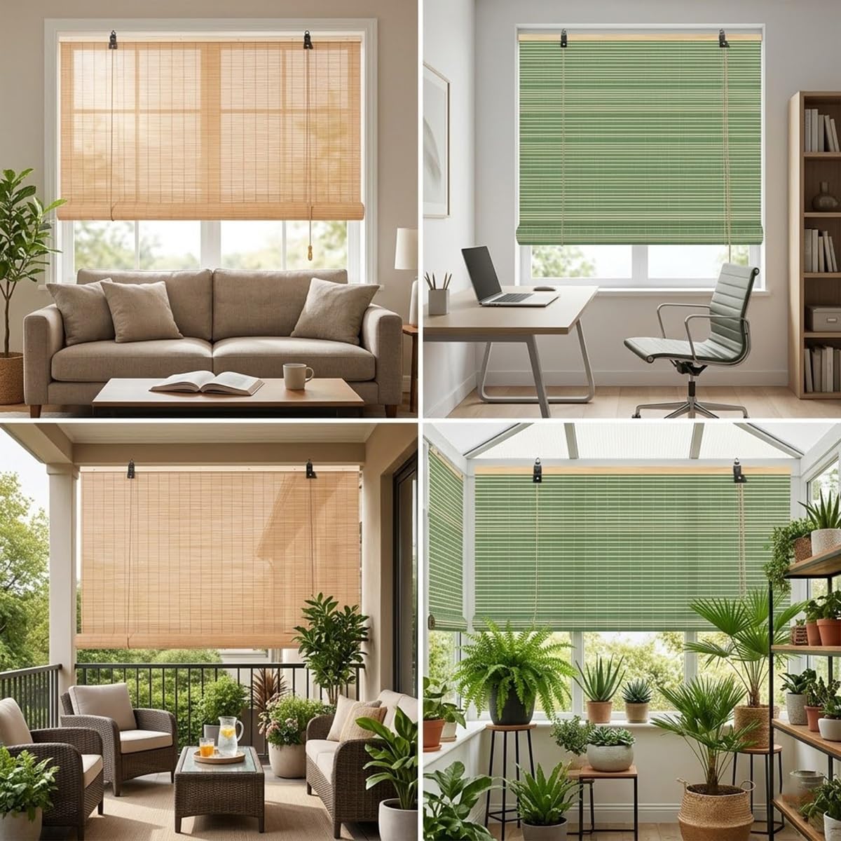 Tenda da Sole per Esterno in Bambù con Arrotolamento a Carrucola, Tapparella Avvolgibile per Balconi e Giardino, Protezione Solare, Protezione della privacy(Marrone,W130xH150cm)
