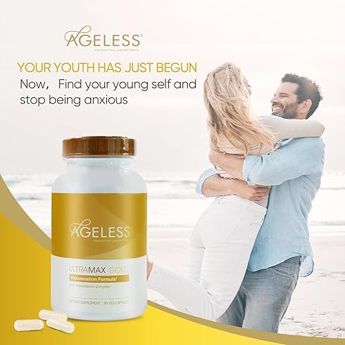 Miniatura 6 de AGELESS Cápsulas UltraMAX Gold, suplemento antienvejecimiento de HGH para mujeres, retarda el envejecimiento celular, apoya la salud inmunológica,
