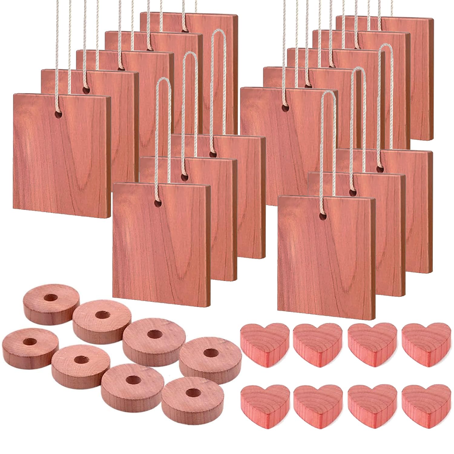 32 Pcs Cedar Wood Blocks for Closet Protection, Aromatic Cedar Chips 100% Pure Cedar Wood Planks for Clothes Storage, Boxes, Bins and Drawers