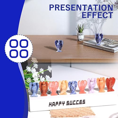 Miniatura 6 de QINJIEJIE Cristales de sodalita azul y blanco, decoración de ángel, estatua de ángel de la guarda, tallada a mano, piedra natural, ángel de la paz,