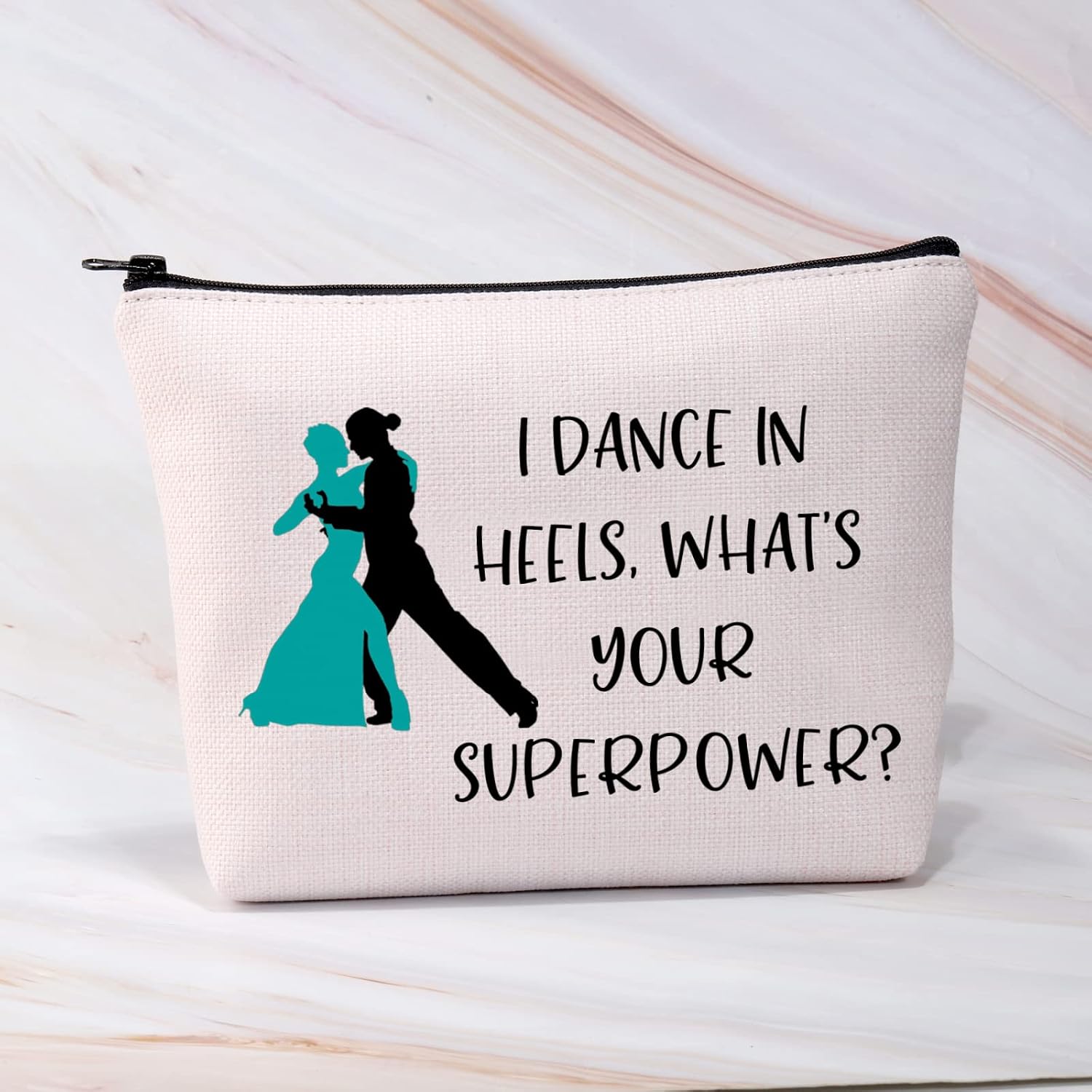 BDPWSS Ballroom Dancer Gift Ballroom Dance Teacher Makeup Bag i Dance In Heels What's Your Superpower Dancing Zipper Pouch (Dance heels superpower) image 4